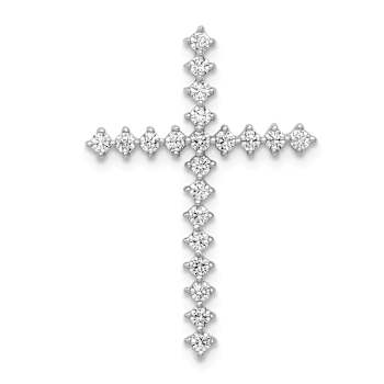 Rhodium Over 14k White Gold Diamond Cross Chain Slide