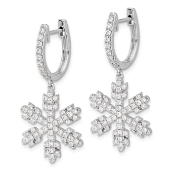 14K White Gold Diamond Snowflake Earrings
