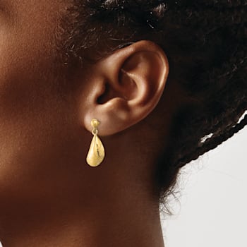14k Yellow Gold Textured Mussel Shell Dangle Earrings