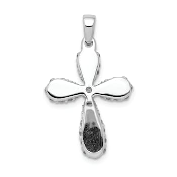 Rhodium Over 14k White Gold Diamond Cross Pendant