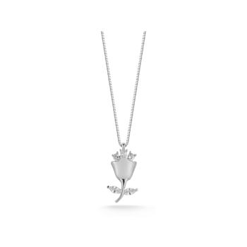 Sterling Statements Rhodium Over Sterling Silver CZ Rose Necklace