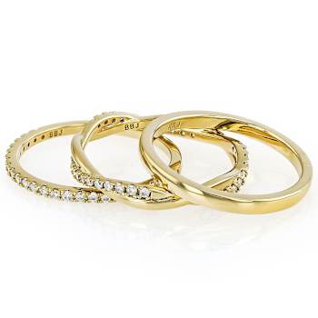 Moissanite Stackable Set Of 3 Rings In 14K Gold Over Sterling Silver