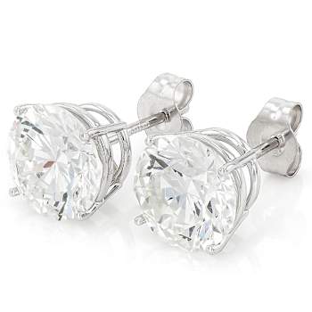 Timeless Lab-Grown Diamond Solitaire Stud Earrings 4ctw In 14K White Gold