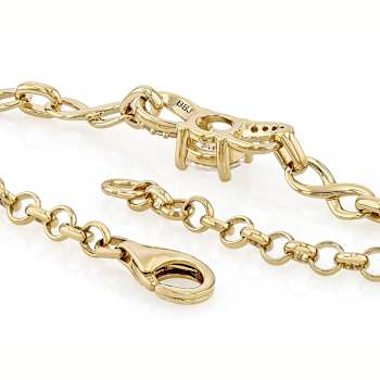 Diamond Simulant White Zircon Station Link Bracelet In 18K Gold Over
Sterling Silver 1.31ctw