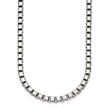 Sterling Silver Antiqued and Satin 5.0mm Box 30 Inch Chain