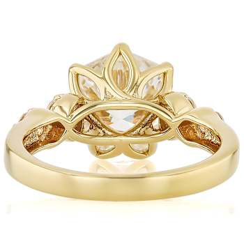 Diamond Simulant Heptagon Ring In 18K Gold Over Sterling Silver 5.44ctw