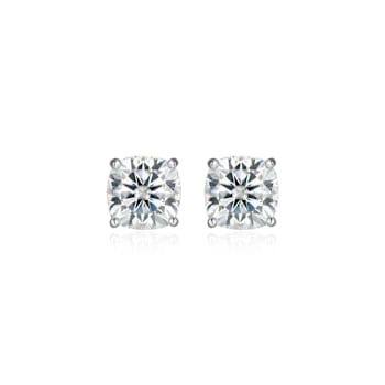 Square Cushion Cut Moissanite Platineve Stud Earrings 2.60ctw DEW