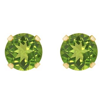 5mm Round Peridot 10k Yellow Gold Stud Earrings