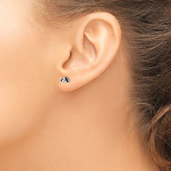 Rhodium Over Sterling Silver Childs Enamel Puppy Post Earrings