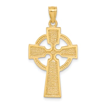 14K Yellow Gold Diamond-cut Celtic Cross Pendant