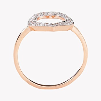 Lab Grown Diamond 10K Rose Gold Open Design Heart Shape Ring, 0.22ctw