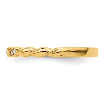 14K Yellow Gold Stackable Expressions Diamond Twist Ring 0.04ctw