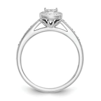 Rhodium Over 14K White Gold Diamond Cluster Engagement Ring 0.20ctw