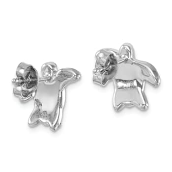 Rhodium Over Sterling Silver Polished Crystal Turtle Post Earrings