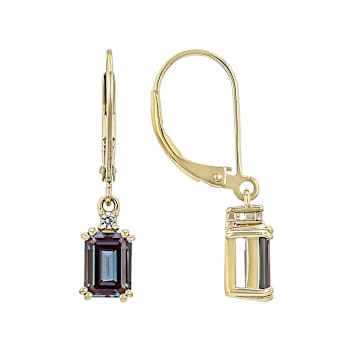 Lab-Created Alexandrite Dangle Earrings In 18K Gold Over Sterling Silver 1.16ctw