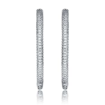 CZ Pave Inside-Out Hoop Earrings In Sterling Silver