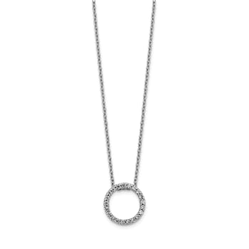 Rhodium Over 10k White Gold 0.25 ctw Diamond Circle Pendant with 18 inch
Cable Chain