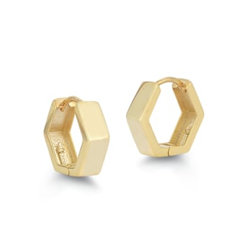 Sterling Statements 14K Yellow Gold Over Sterling Silver Hexagon Huggie
Hoop Earrings