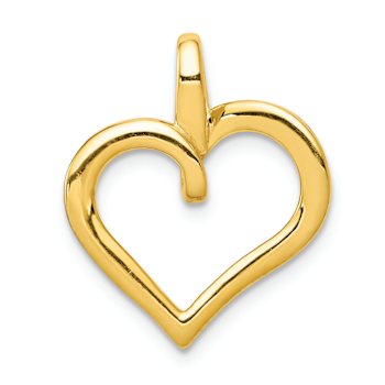 14k Yellow Gold and Rhodium Over 14k Yellow Gold Diamond Heart Pendant