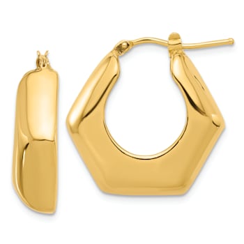 14K Yellow Gold 15/16" Polished Hoop Earrings