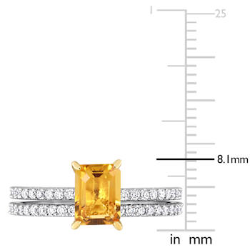 Citrine and Diamond 14K Yellow Gold Bridal Ring 1.48ctw