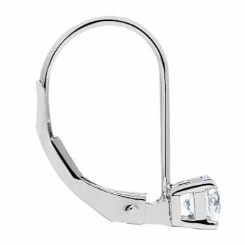 White Cubic Zirconia 14k White Gold Earrings With Velvet Gift Box 0.50ctw