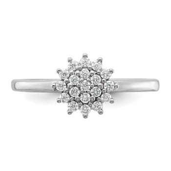 Rhodium Over 14K White Gold Lab Grown Diamond SI1/SI2, G H I, Cluster Ring