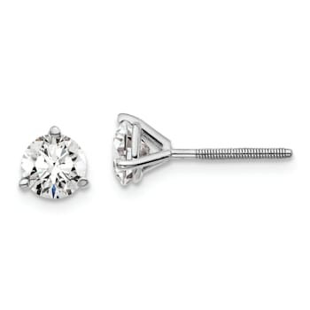 Rhodium Over 14K Gold Certified Lab Grown Diamond 1ct. VS/SI GH+, 3
Prong Screwback Earrings