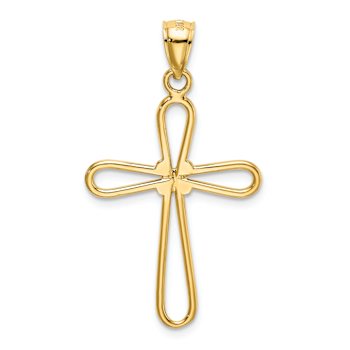 14k Yellow Gold Polished Rounded Cross with X Center Pendant