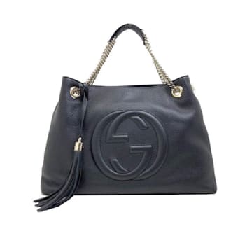 ショルダーバッグ・ポシェット GUCCI Black Leather Large Gg Emblem Shopping Bag 821165_FAED9_1000_002_073_0000