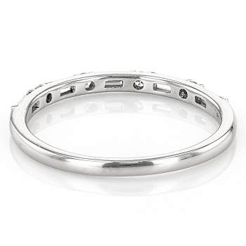 Lab-Grown Diamond Baguette And Round Band Ring In Sterling Silver