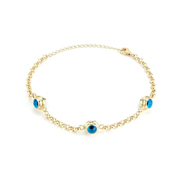 Sterling Statements 14K Yellow Gold Over Sterling Silver Triple Evil Eye Bracelet