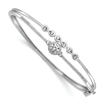 Rhodium Over 14K White Gold Lab Grown Diamond Swirl Bangle 0.992ctw