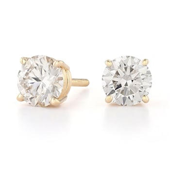 Certified White Lab-Grown Diamond H-I SI 14k Yellow Gold Stud Earrings 2.00ctw