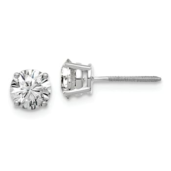 Rhodium Over 14K White Gold 1.25ct. 5.5mm Round G H I True Light
Moissanite Screwback Earrings