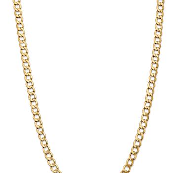 14k Yellow Gold 7mm Curb Link 22 Inch Chain