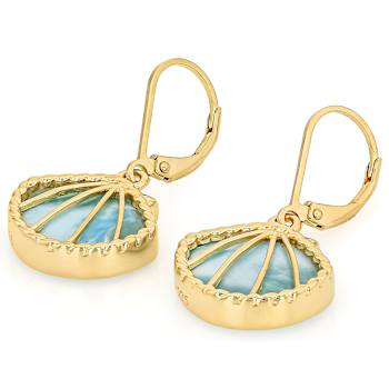 Larimar Seashell Dangle Earrings In 18K Gold Over Sterling Silver