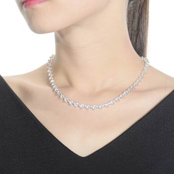 CZ Tennis Necklace In Sterling Silver 16 Inch