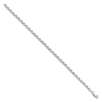 Sterling Silver 3.5mm Diamond-cut Rolo Chain Bracelet