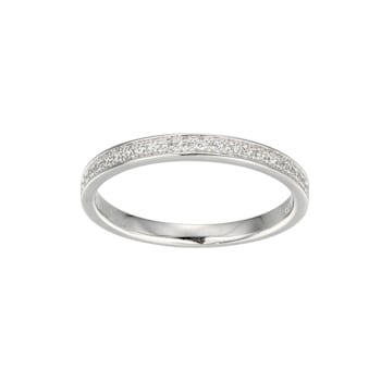 White Cubic Zirconia Rhodium Over Sterling Silver Ring 0.16ctw