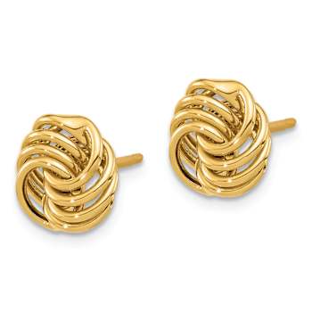 14k Yellow Gold 9.8mm Polished Love Knot Stud Earrings
