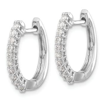 Rhodium Over 14K White Gold Lab Grown Diamond SI1/SI2, G H I, Hinged
Hoop Earrings