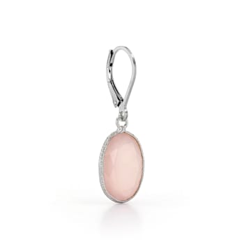 Rose Agate Rhodium Over Sterling Silver Earrings 10.00ctw