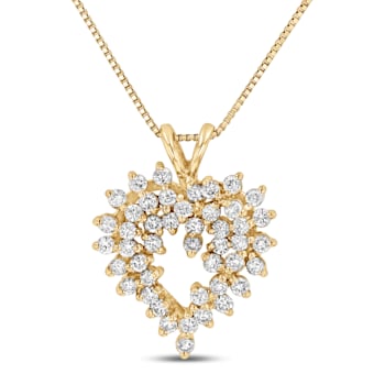 0.65ctw Diamond Heart Pendant with chain in 14k Yellow Gold