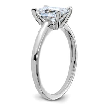 Rhodium Over 14K White Gold 1 3/4 ct. D E F Pure Light Emerald
Moissanite Solitaire Ring