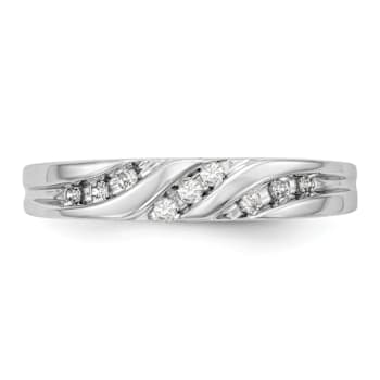 Rhodium Over 14K White Gold Diamond Trio Ladies Wedding Band 0.12ctw