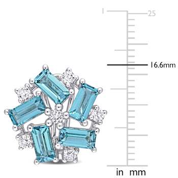 5.13ctw London Blue Topaz and White Topaz Earrings with Omega Clip
Closure in Sterling Silver