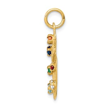 14k Yellow Gold Textured Cubic Zirconia Stones Artist Palette Charm