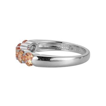 Champagne Cubic Zirconia Platinum Over Sterling Silver Ring 2.02ctw