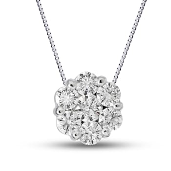 0.75ctw Diamond Cluster Pendant in 14k White Gold
